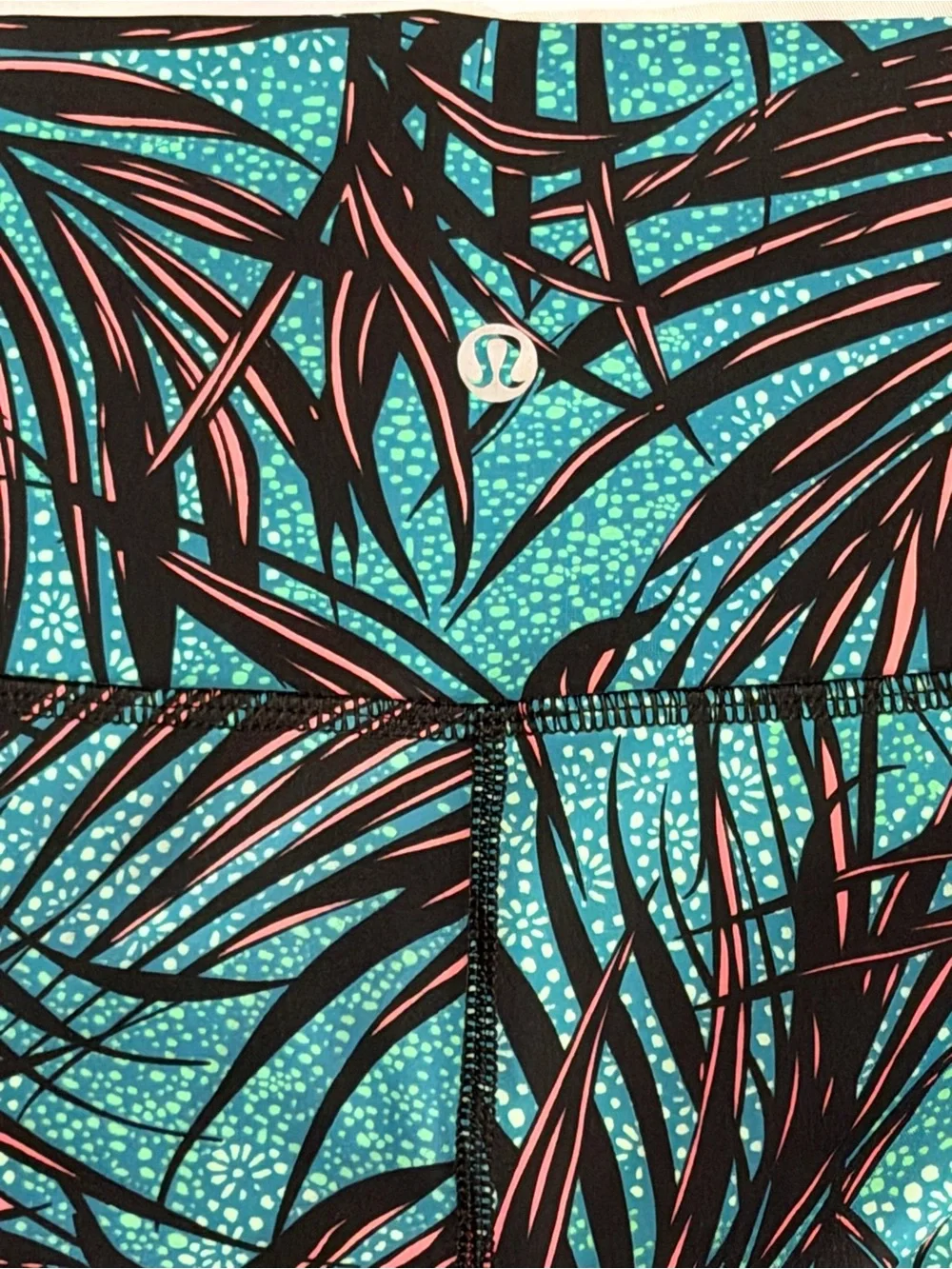 lululemon athletica Teal, Black and Pink Palm-Leaf High-Rise Leggings Size 2